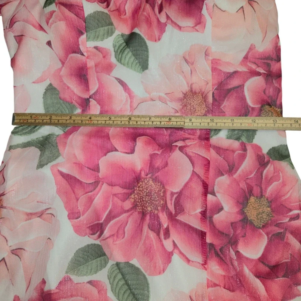Crystal Doll Women Size‎ 5 Dress Floral Padded Pink Peony Slit Sleeveless Lined